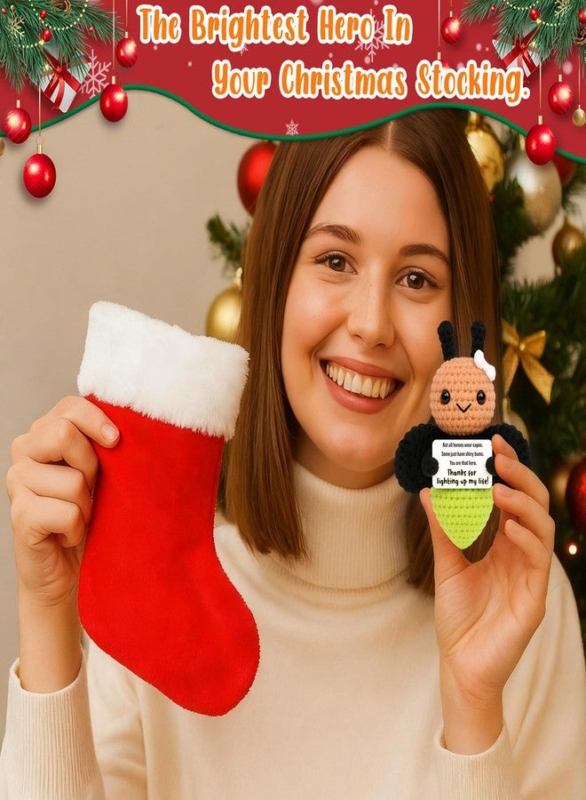 Frabaca Affirmation Positive Firefly Handmade Crochet Plush with “Thanks for Lighting Up My Life” Card, Christmas Stocking Stuffer & Inspirational Thank You Gift for Teacher, Nurse, Friend, Coworker, Women - Image 4